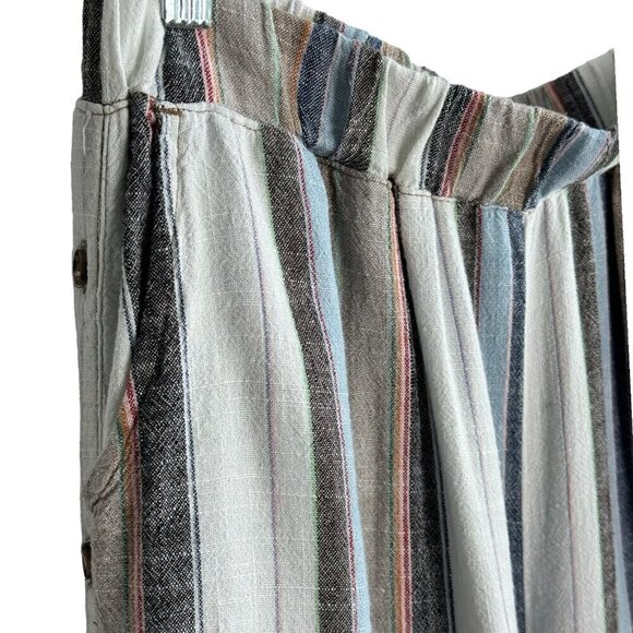 For the Republic Striped Linen-Blend Cropped Wide-Leg Pants Women's Size L - Picture 2 of 9